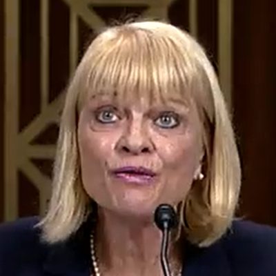 screenshot of video by US Senate Judiciary Committee · Public domain · via Wikimedia Commons Portrait of Pamela Ann Barker